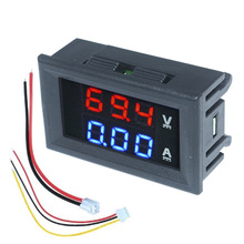 High Quality DC 100V 10A Voltmeter Ammeter Blue + Red LED Am