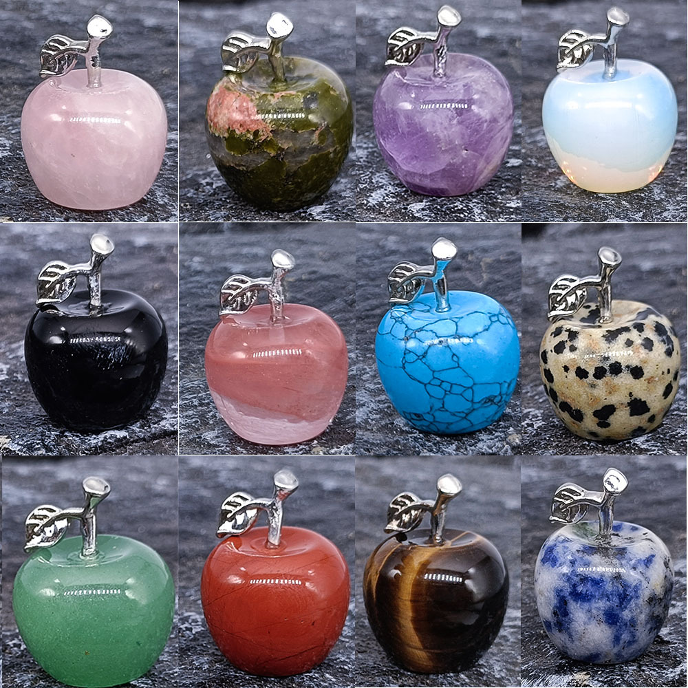 Natural Stone Natural Crystal Jade 12 Color Apple Small Ornaments Mixed Color Colorful Christmas Eve Christmas Gift