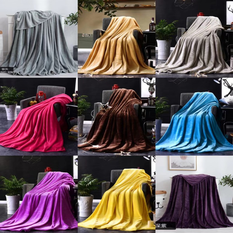 Thickened Solid Color Fleece Blanket Coral Fleece Pet Blanket Cross-Border Flannel Blanket Plain Children Blanket Wholesale