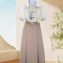 新中式国风2024夏季复古原创设计款显瘦减龄气质衬衫+裙子两件套