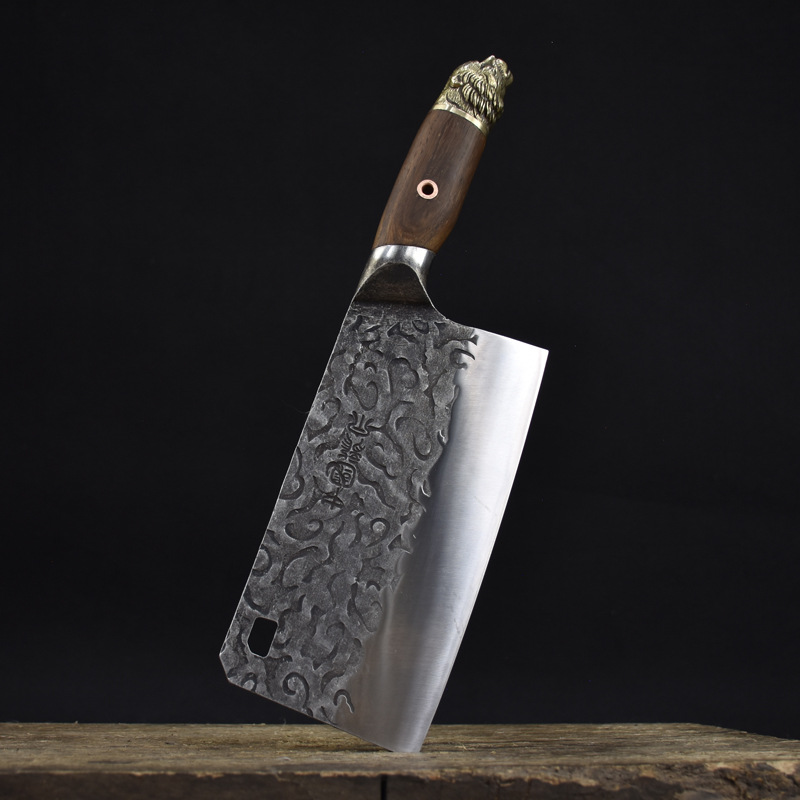 02932家用斩骨刀龙泉手工锻打切菜刀砍骨切肉两用刀锋利厨师刀具