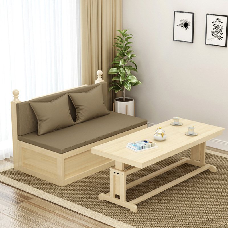 实木沙发床两用带书桌卡座沙发床客厅小户型沙发多功能家用储物床
