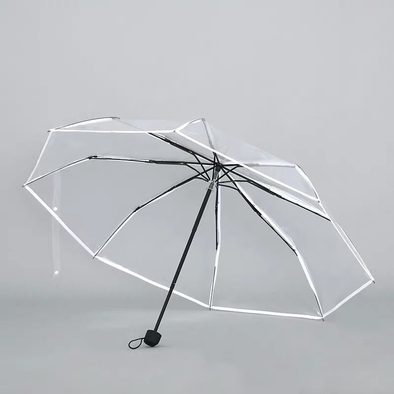 透明伞创意雨伞自动素色三折叠小清新简约女学生雨伞速卖通跨境
