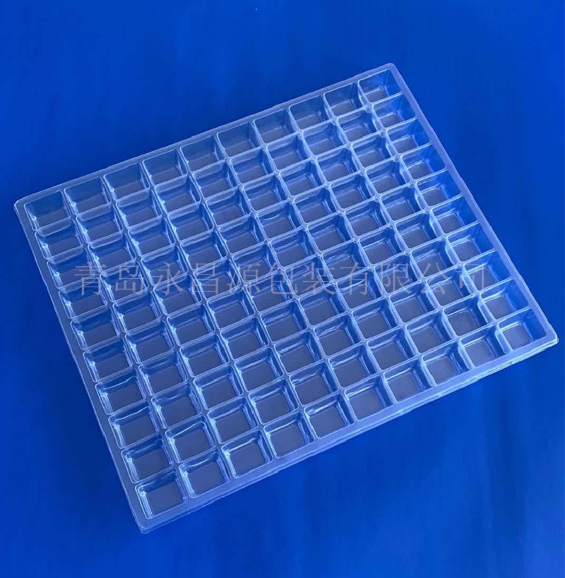 定制数码五金产品吸塑内托 pet透明100格方形塑料托盘 山东供应