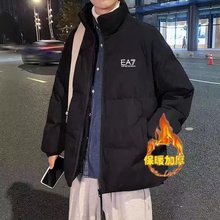 秋冬季韩版潮流男生加绒棉服青少年新款宽松立领防寒保暖上衣外套