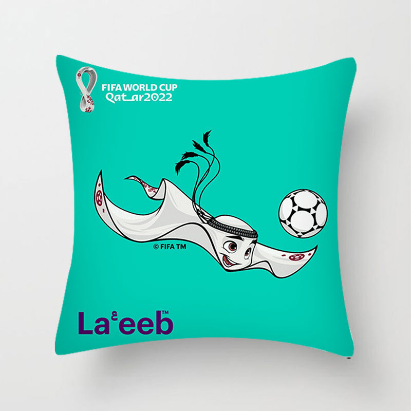 Mascot Double-Sided Printed Short Plush Pillow Cover Car Bedroom Sofa Cushion World Cup Pillow