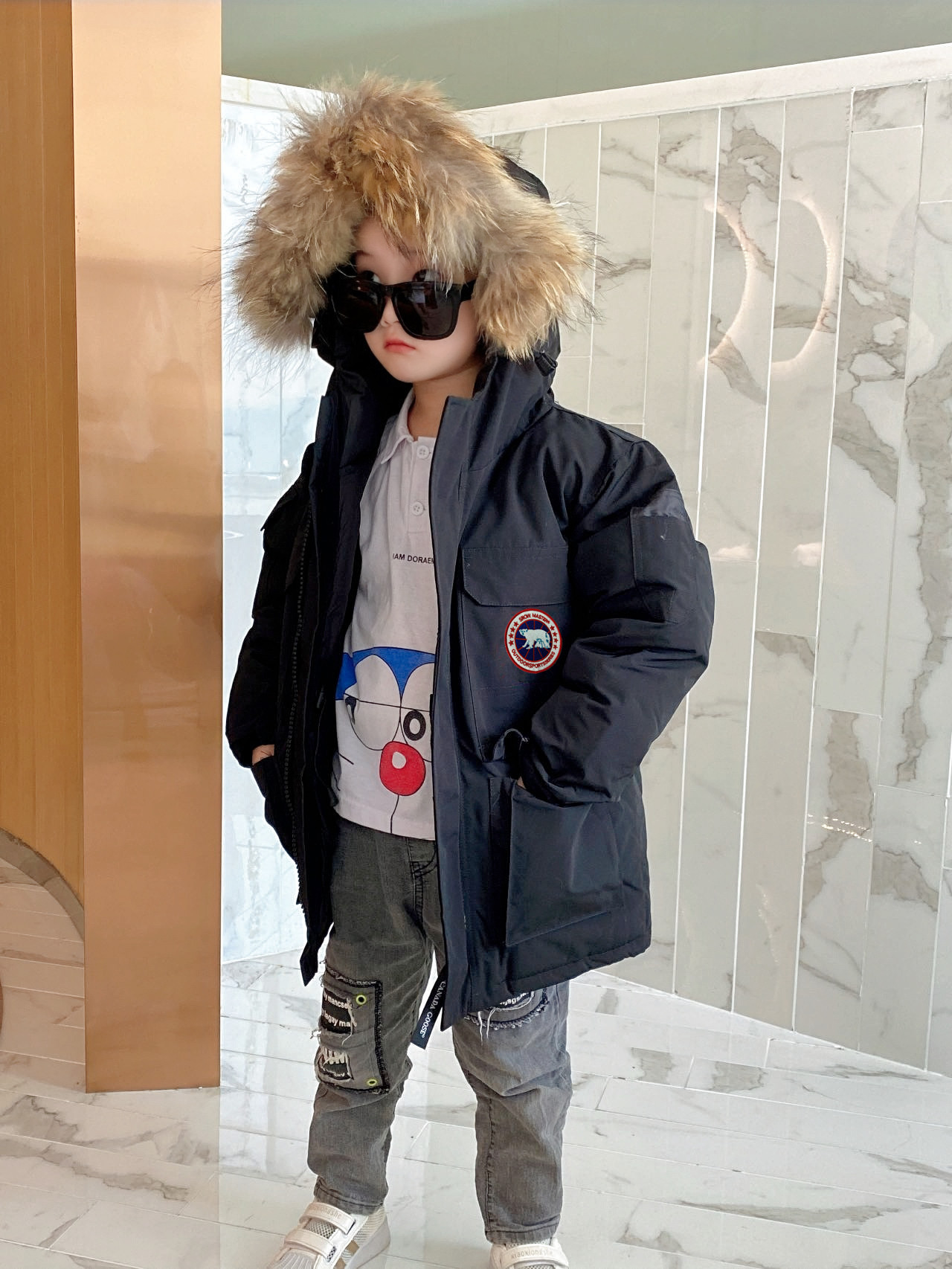 加拿大工装大鹅儿童羽绒服男女童装加厚保暖防水远征中长款外套冬