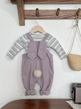 女宝宝春秋薄款婴儿连体衣兔子洋气小套装春装打底衫背带裤两件套