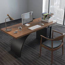 铁艺简约现代实木办公桌台式电脑桌家用书桌卧室桌子办公室老板桌