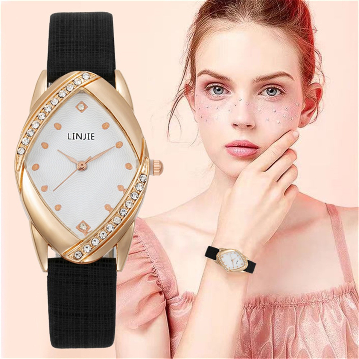 New Creative New Simple Belt Diamond Diamond Dial Light Luxury Casual Women's Quartz Watch Female Good-looking