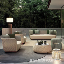 佛山家具户外沙发庭院休闲编绳沙发茶几露台外贸家具outdoor sofa