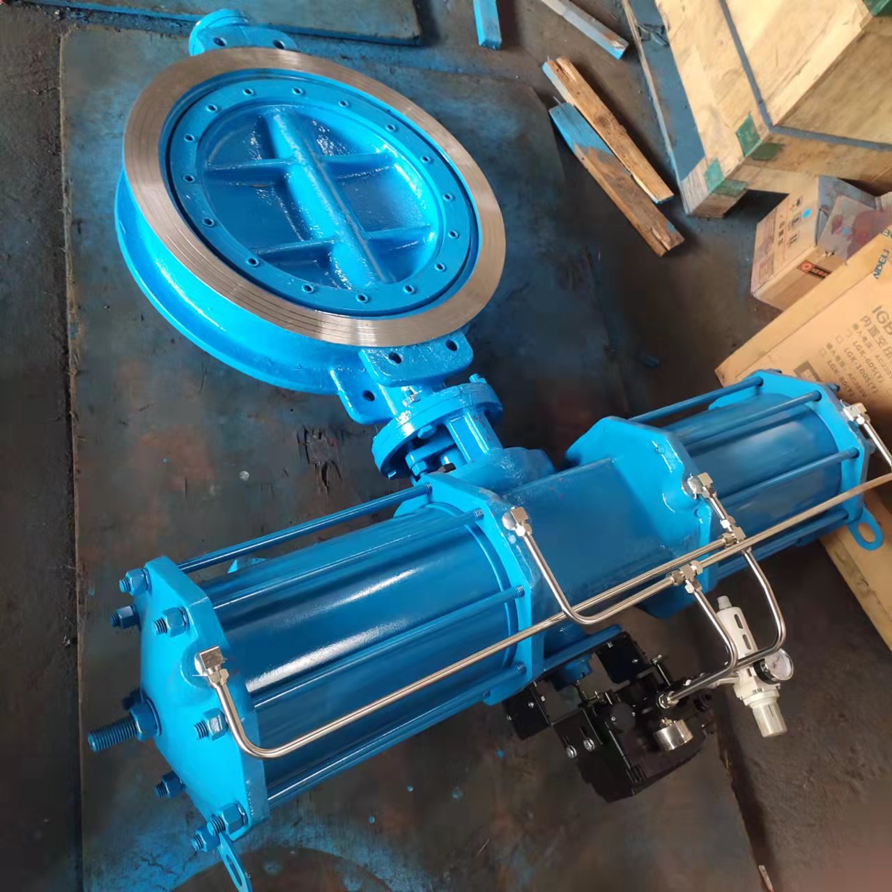 工厂自产气动对夹调节蝶阀d643h-2.5c