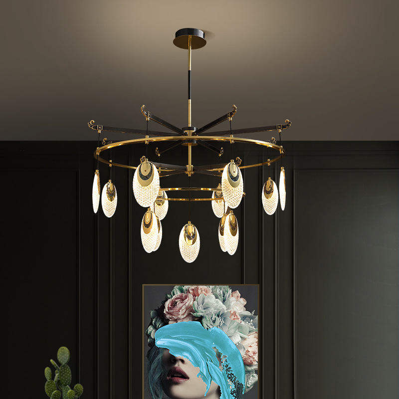 轻奢卧室水晶吊灯 全铜后现代别墅客厅主卧餐厅设计师新款灯具-报价