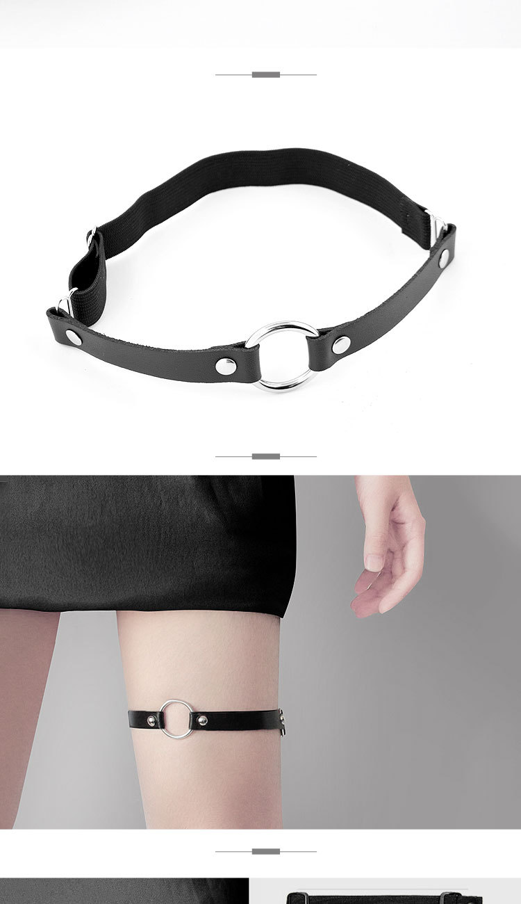 厂家直供朋克皮革袜夹大腿环哥特性感jk腿链朋克腿圈腿饰品吊袜带