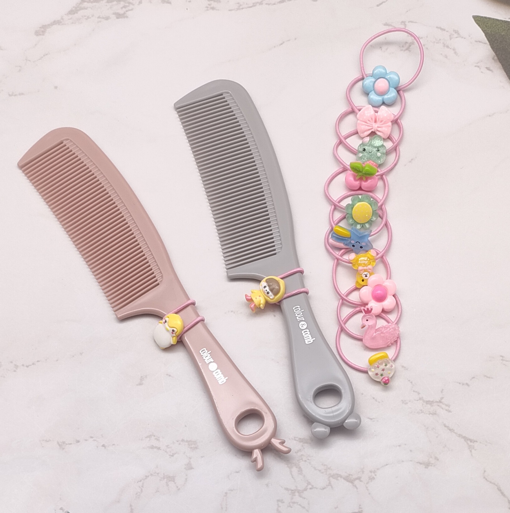 Small Rubber Band Hair Rope Hair Comb New Trendy Cartoon Cute Plastic Comb with Holes Portable Home Daily Comb