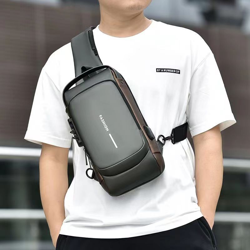 Cross-Border Motorcycle Bag Password Anti-Theft Chest Bag Men's Shoulder Bag Large Capacity Casual Men's Bag 