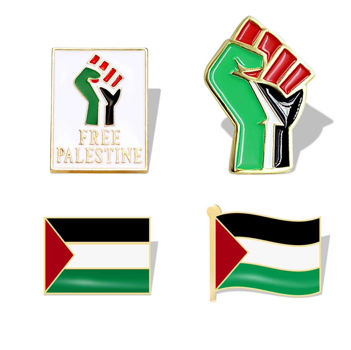 自由巴勒斯坦国旗徽章胸针跨境批发金属胸章服饰配件拳头旗帜现货
