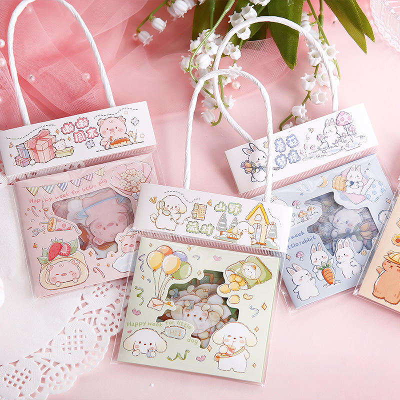 沐染 贴纸包 奇妙小镇系列 卡通可爱少女心手账素材diy装饰贴 4款
