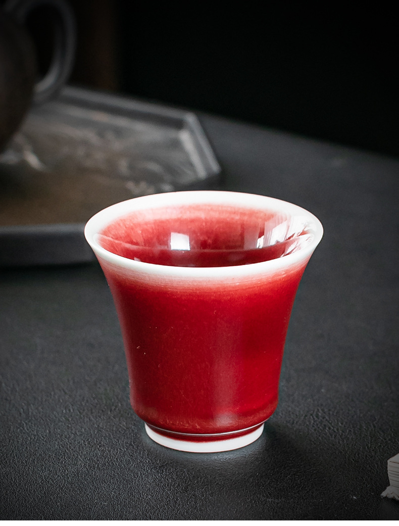 李斌郎红主人杯手工原矿釉郎窑红品茗杯单杯个人专用功夫茶杯