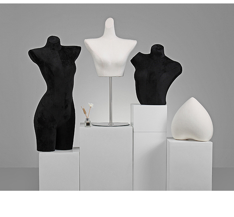 天鹅绒内衣模特道具女半身人台文胸胸罩睡衣展示架人体内裤模特架