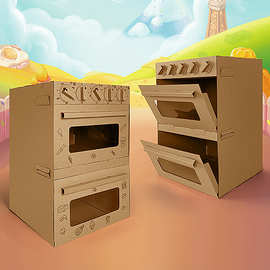 幼儿园区域角材料环创活动投放布置儿童手工制作纸箱烤箱纸板模型