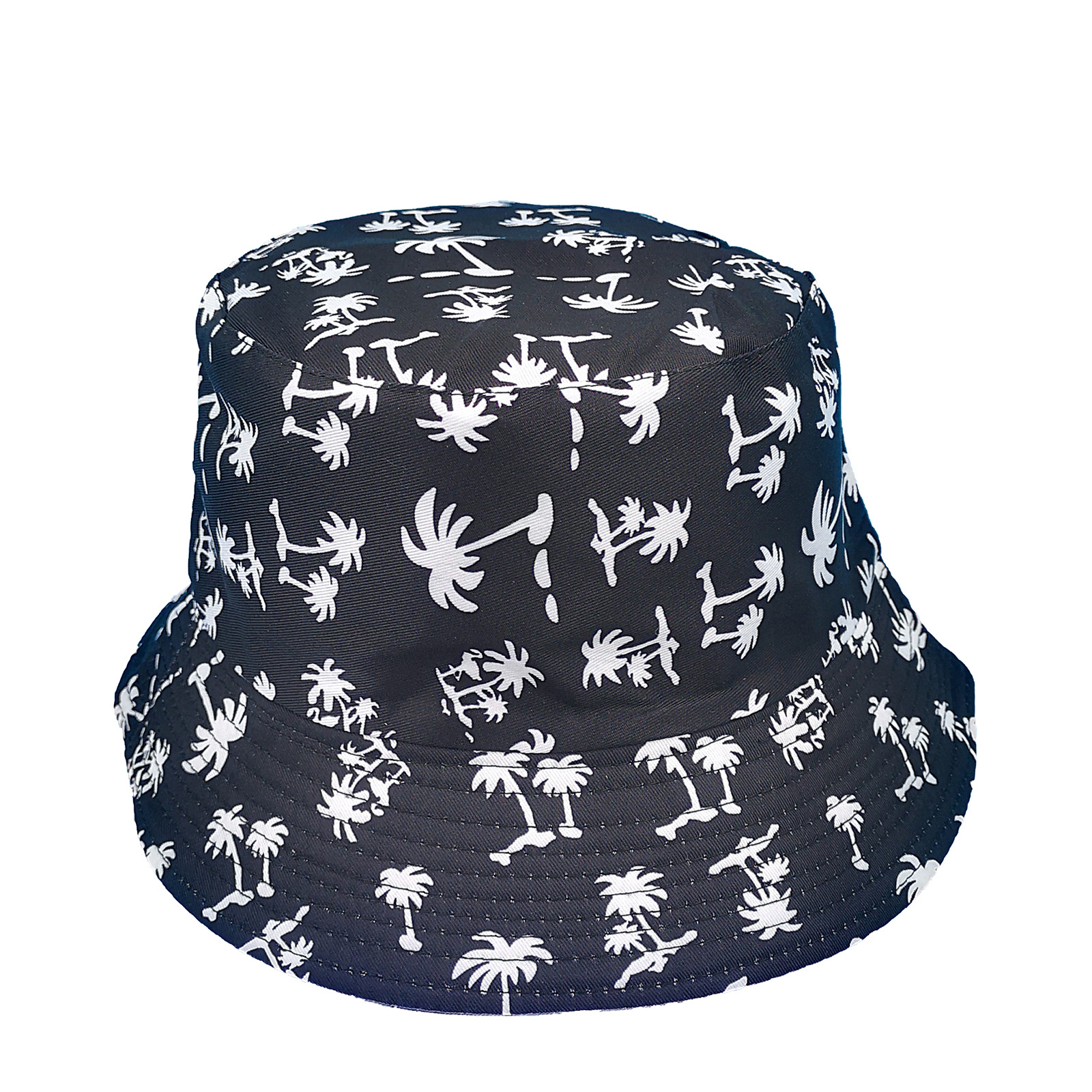 2022 Amazon New Creative Coconut Pattern Reversible Fisherman Hat Adult Casual Sun-Proof Bucket Hat