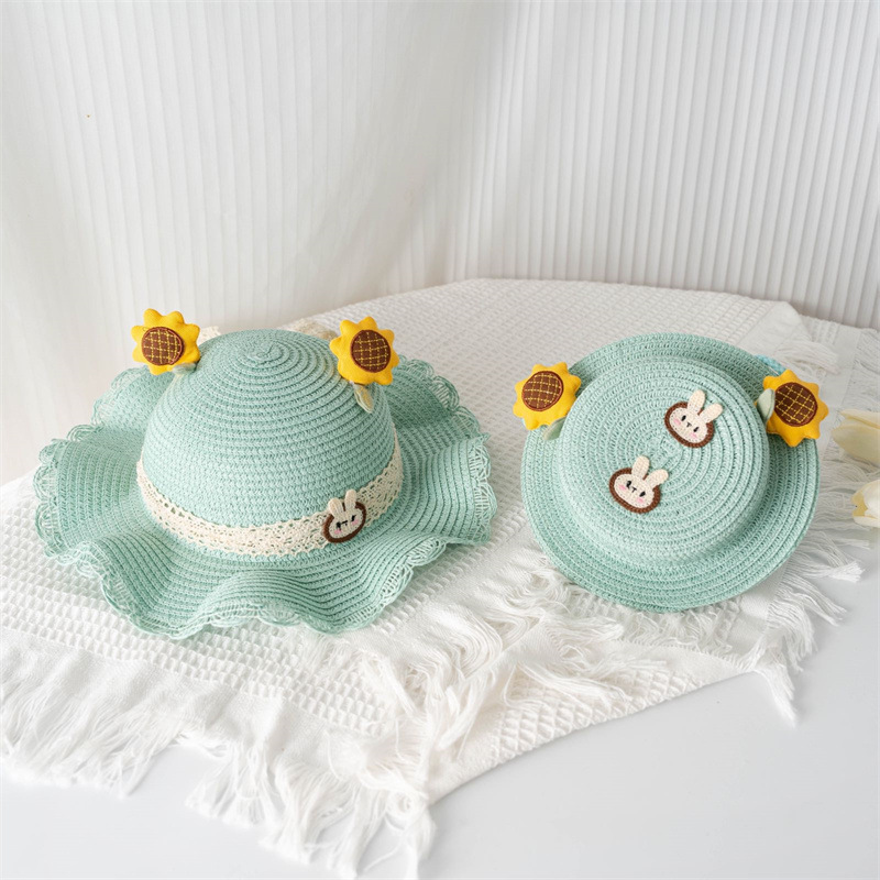 New Children's Sun Hat Girls' Summer Straw Hat Bag Set Sun Protection Sun Hat Summer Princess Baby Beach Hat