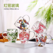 跨境高硼硅双层玻璃干花杯家用咖啡杯耐高温茶水杯真花创意饮料杯