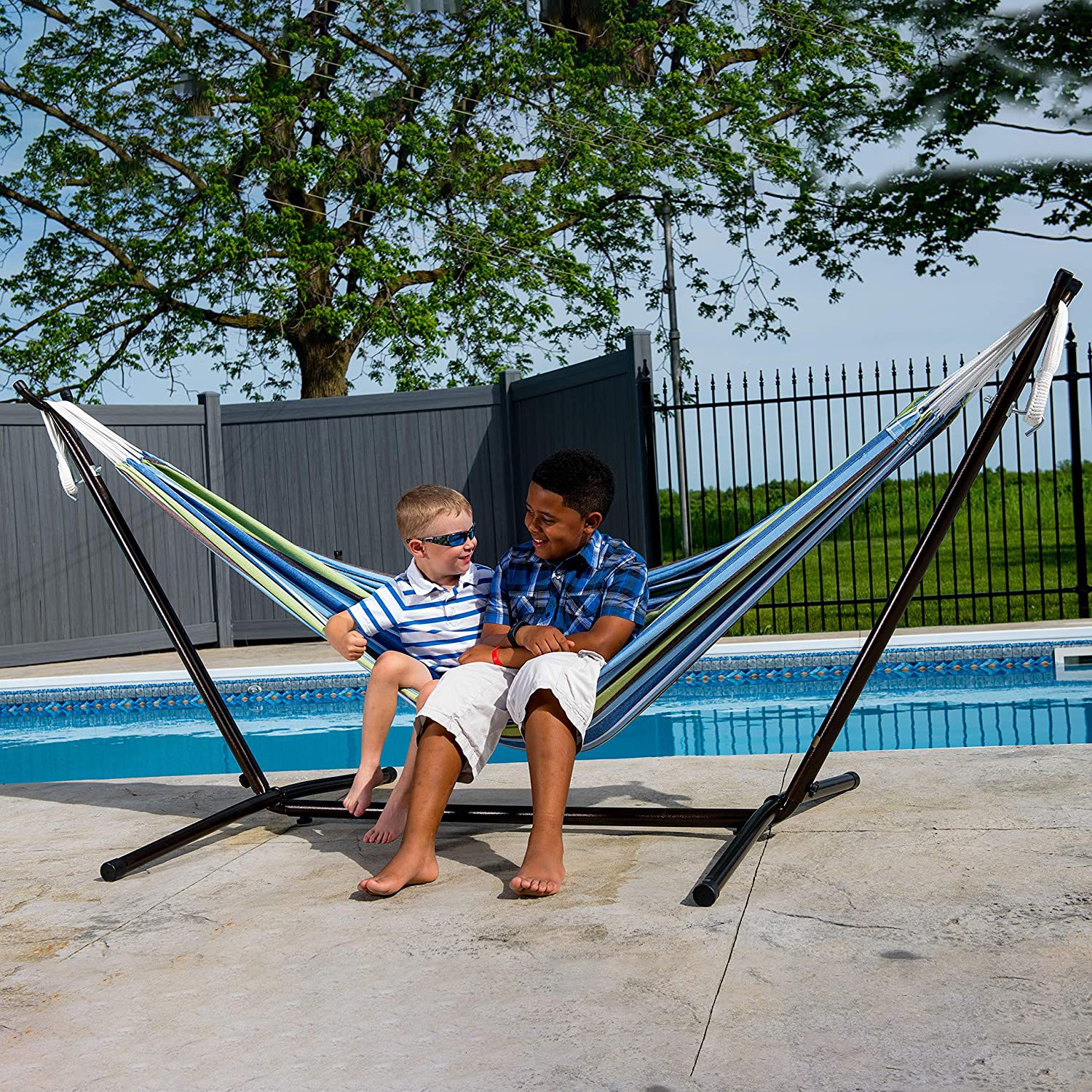 亚马逊户外儿童野营铁艺吊床支架multi person portable hammock