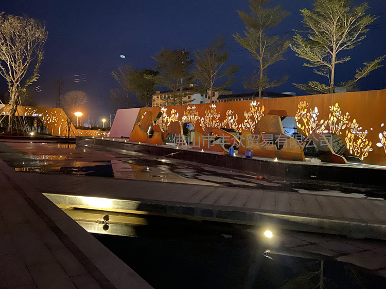 丰众耐候钢 福建博那德科技园锈色耐候钢景墙 spa-h耐候板园林