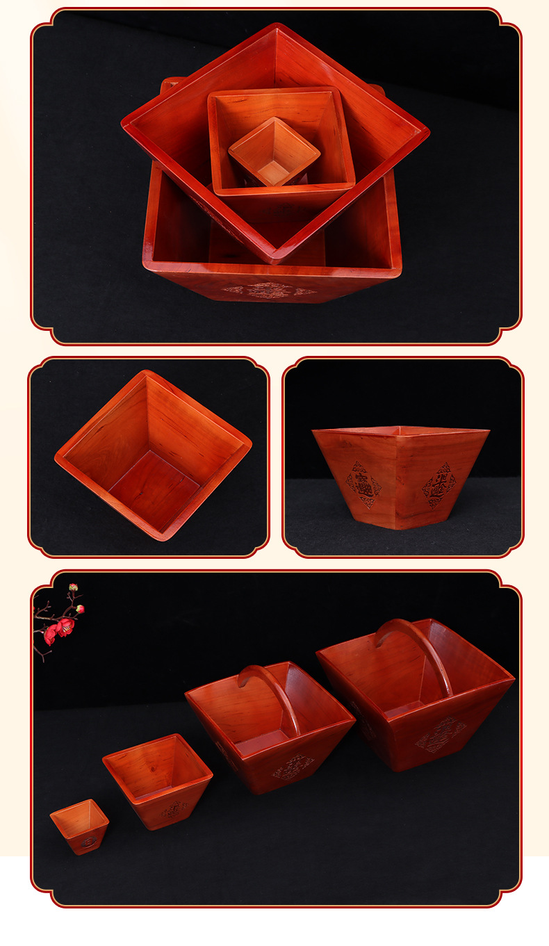 斗升 老式四方实木家用店铺开业礼品 搬迁结婚桃木摆件仿古斗升