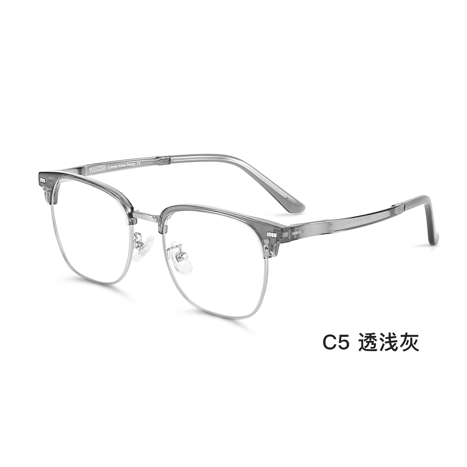 Light Transparent Gray Business Casual Glasses Frame Vintage Eyebrow Frame Comfort Trend Men's with Glasses Option Danyang Wholesale