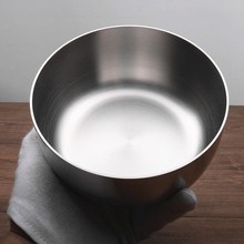 加厚单层实心碗不锈钢碗汤碗泡面碗多用碗拉面碗不沾锅碗冷面碗