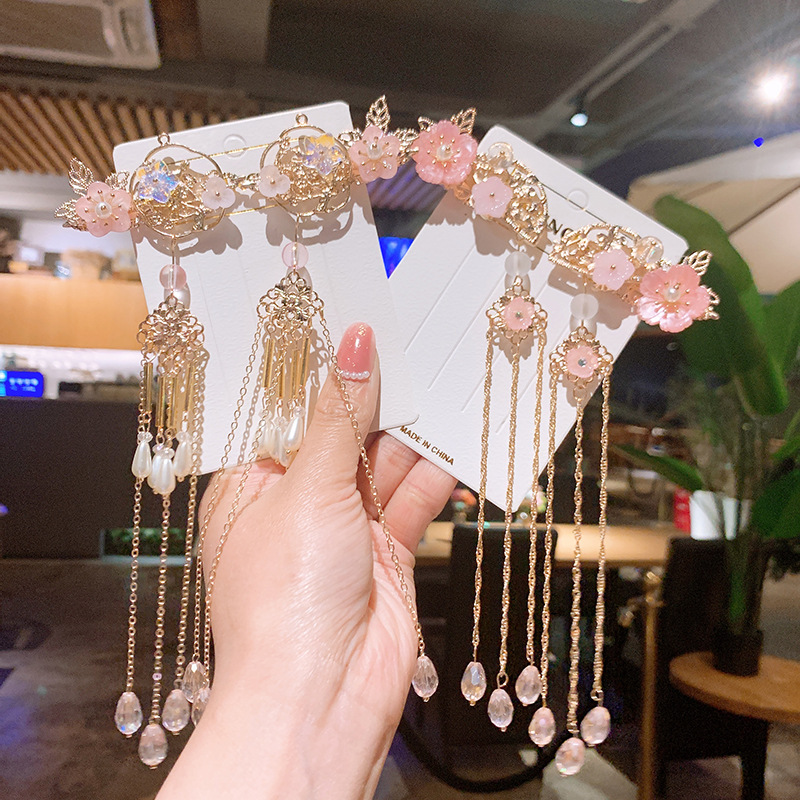 Ancient Costume Han Chinese Clothing Headdress Tassel Buyao Hair Accessories Girls Super Fairy Barrettes Antique Hairpin Barrettes Children Butterfly Hairpin