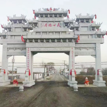 大型三门牌坊寺院山门古建筑石楼牌坊村口单门仿古门楼花岗岩牌坊