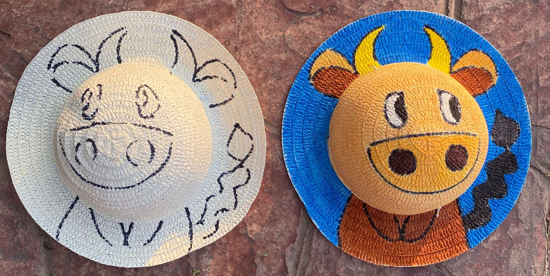 大童成人绘画草帽儿童地摊35cm涂鸦草帽diy地摊货源手工制作材料