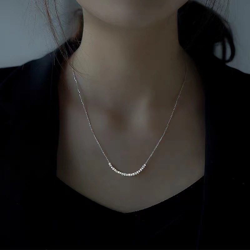 Two Small Square Necklace with Broken Silver Women's Sweater Chain Light Luxury Minority Design Sense Advanced Clavicle Chain Factory Direct Sales