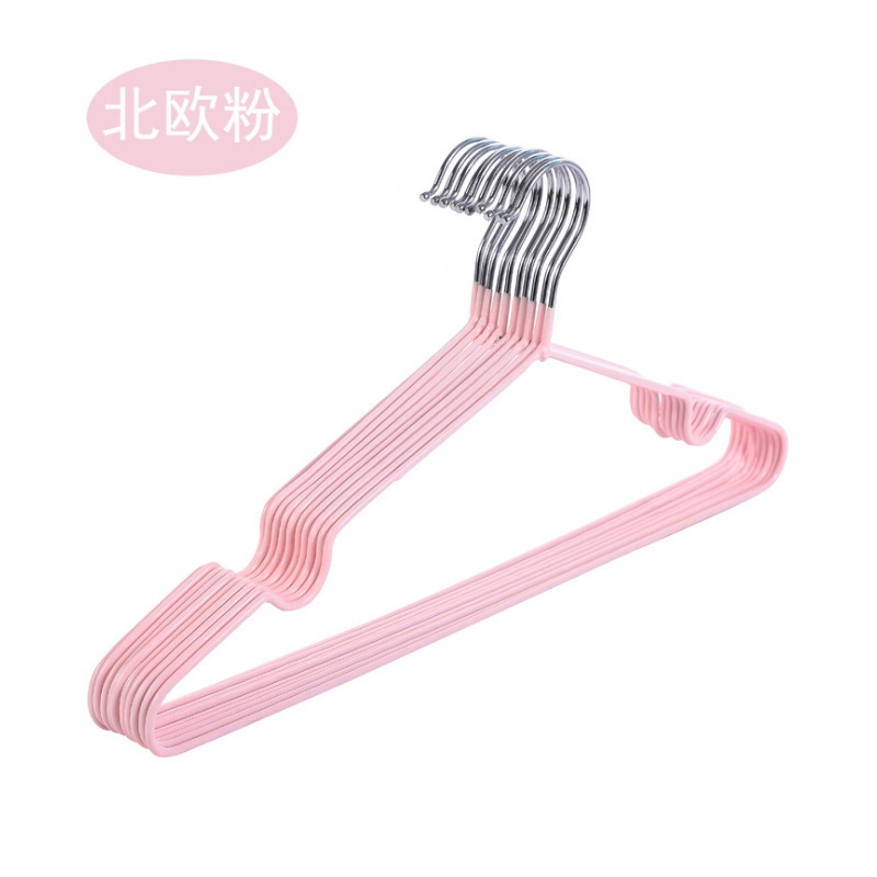 Wholesale Hanger Bold Type Household Seamless Simplicity Hanger Metal Adult and Children Non-Slip Band Groove PVC Coated Hanger