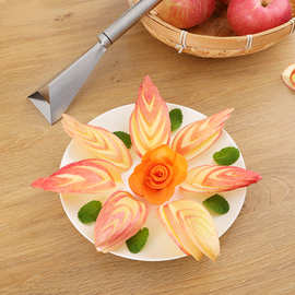 水果三角推刀不锈钢花式果盘刀创意雕刻餐厅摆盘切苹果推刀
