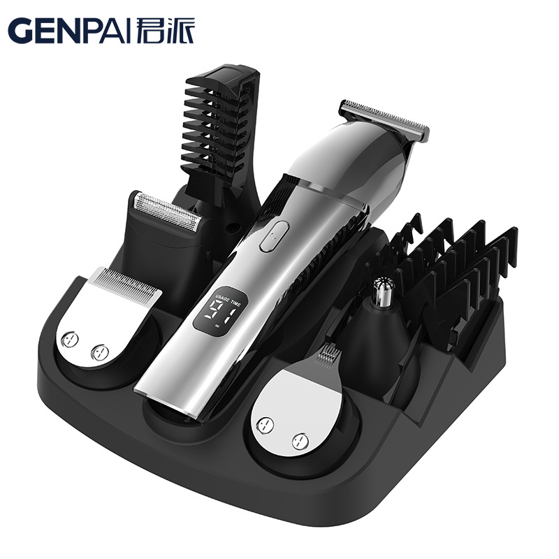 Electric Hair Clipper Suit Five-in-One Digital Display Washing Electric Clipper Usb Charging Professional Oil Head Carving Push Cross-Border