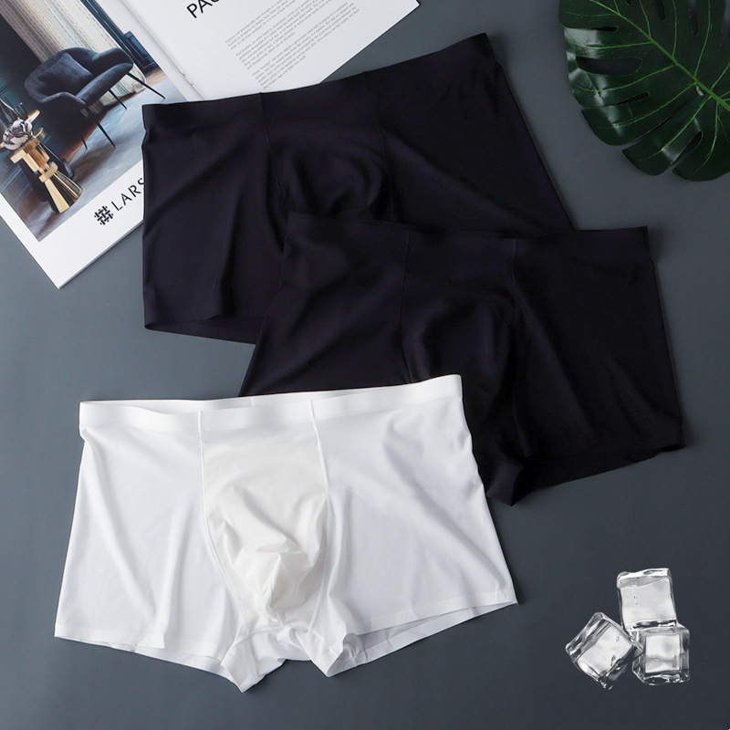 Popular Ice Silk Underwear for Boys Seamless One-Piece Flat Underwear Boxer Shorts Summer Thin Men's Wholesale Manufacturer