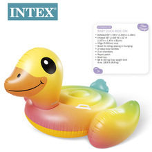 INTEX57556夏季网红小黄鸭坐骑泳池充气浮排海边浮床水上玩具批发