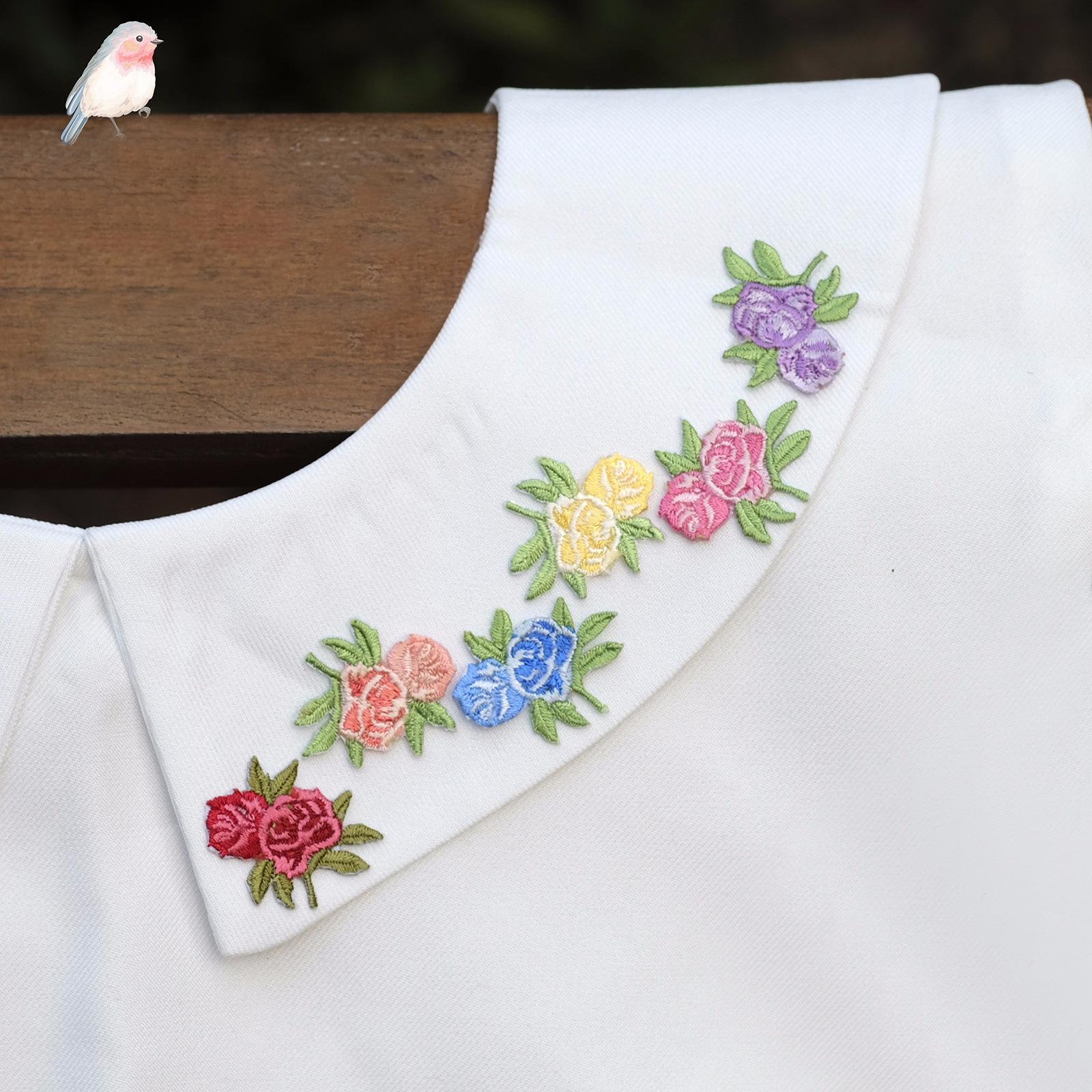 花朵衣服衣领刺绣贴花羽绒服布贴diy装饰补丁领口裙边g2-4