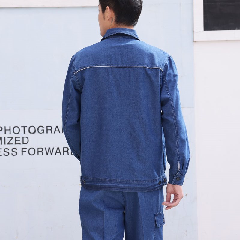 薄款夏装牛仔工作服套装男耐磨焊工防烫电焊劳保服工地夏季-阿里巴巴