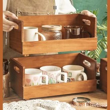 实木简约茶杯茶具收纳盒手提叠加储物柜水杯展示架卧室桌面整理架