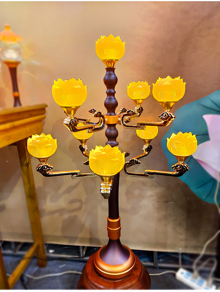 厂家直销琉璃莲花灯插电佛堂寺庙落地发型佛灯佛前供灯长明灯