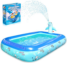 儿童泳池PVC充气海豚喷水池夏季泳池玩具洒水器泳池厂家专业生产