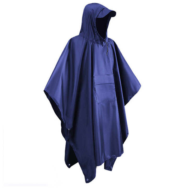 Foreign Trade Outdoor Waterproof Three-in-One Poncho 210T Polyester Pu Tourist Hiking Cloak Mountaineering Fishing Cape-Style Raincoat