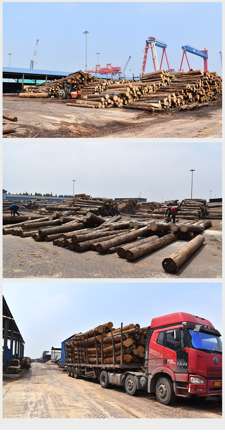 花旗松红松木圆柱原木实木古建寺庙凉亭方木立柱横梁南方松圆木柱