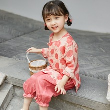 女童新款汉服两件套女孩中国风套装儿童夏季古风童装改良儿童唐装